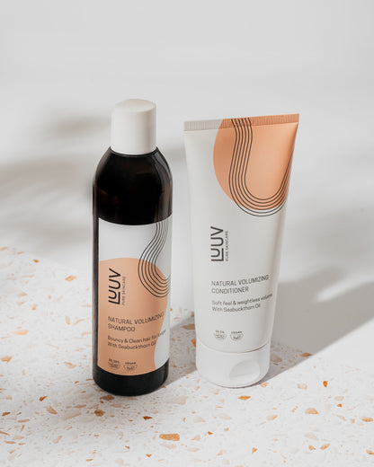 Luonnollinen tyrni shampoo- ja hoitoainesetti